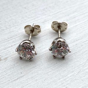 CZ Diamond Earrings Platinum & Sterling Silver